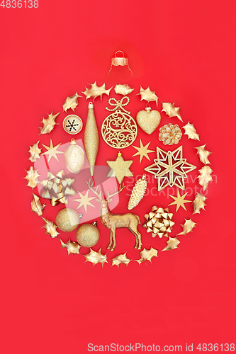 Image of Abstract Christmas Bauble Shape with Gold Decorations