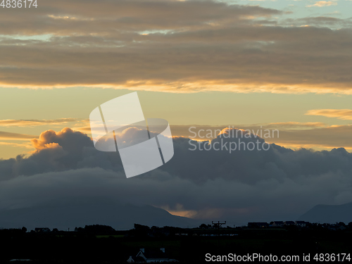 Image of Heavy Clouds over Snowdonia Mountains at Dawn 