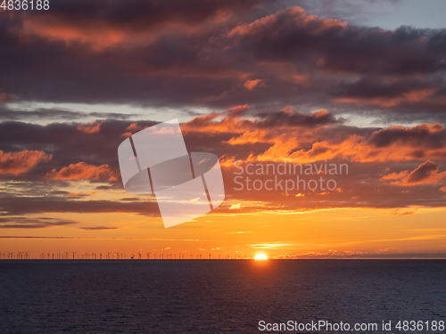 Image of Sunset and Clouds Over English Channel 