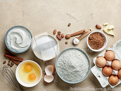 Image of various baking ingredients