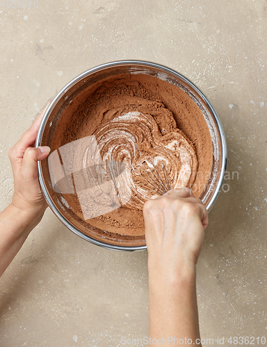 Image of process of making dough for chocolate cake
