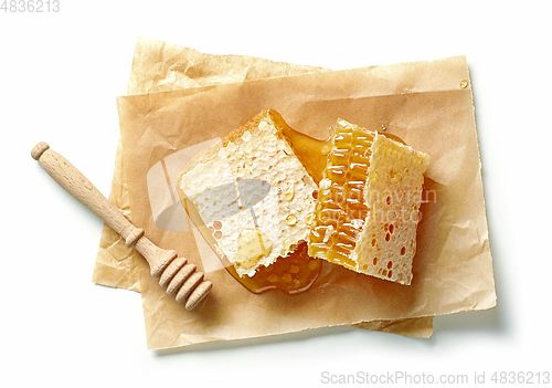 Image of pieces of fresh honey combs