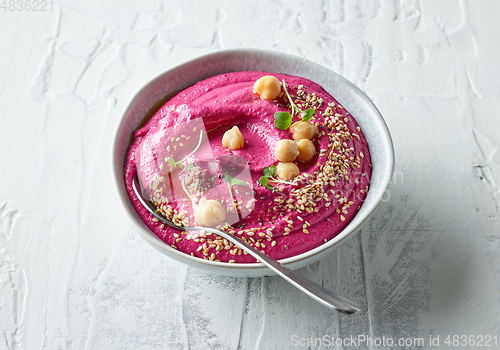 Image of bowl of beetroot hummus