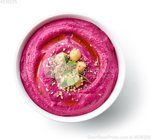 Image of bowl of beetroot hummus