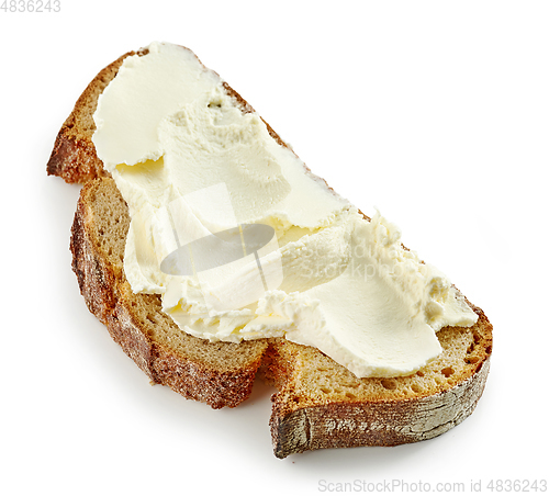 Image of slice of bread with cream cheese