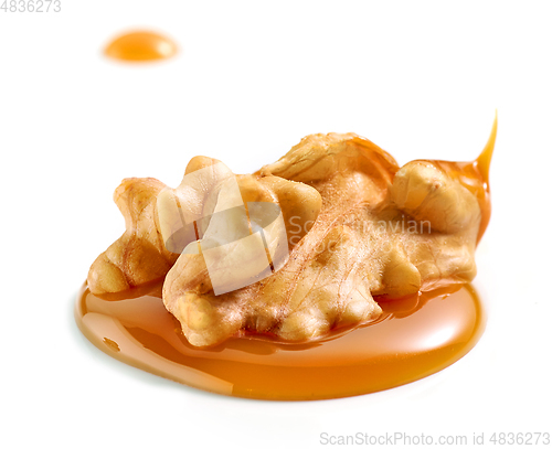 Image of walnut in melted caramel