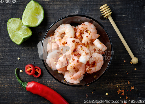 Image of fresh prawns marinated with chili and honey