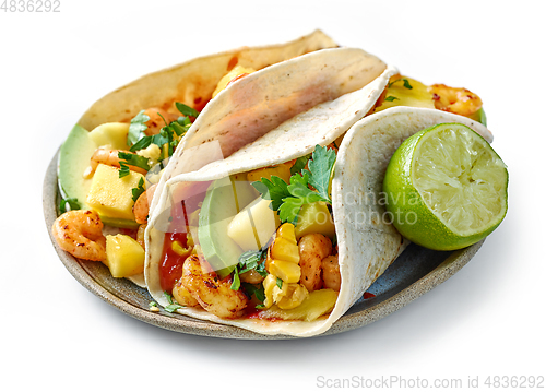 Image of Mexican food Tacos isolated on white background