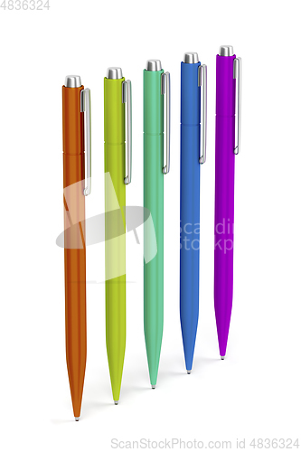 Image of Five pens with different colors