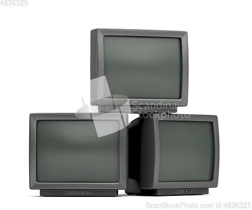 Image of Old tv's on white background