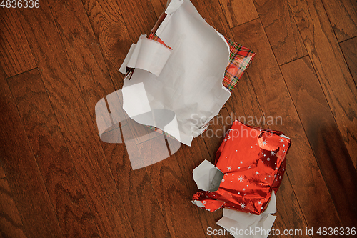 Image of Left over Christmas gift wrapping paper