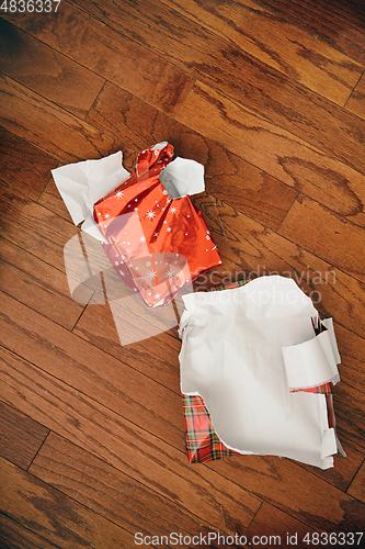 Image of Left over Christmas gift wrapping paper
