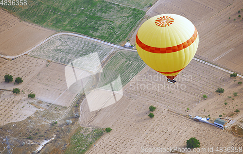 Image of Air balloon flying over the land