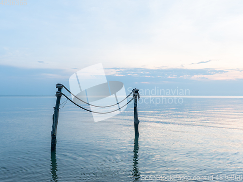 Image of Mooring stakes at dawn in Thailand