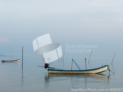 Image of Boats at dawn in Surat Thani, Thailand