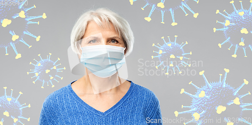 Image of senior woman in protective medical mask