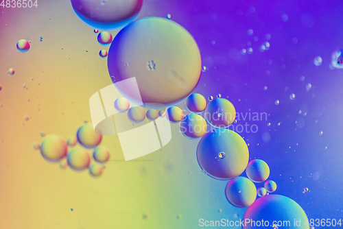 Image of Rainbow abstract defocused background picture made with oil, water and soap