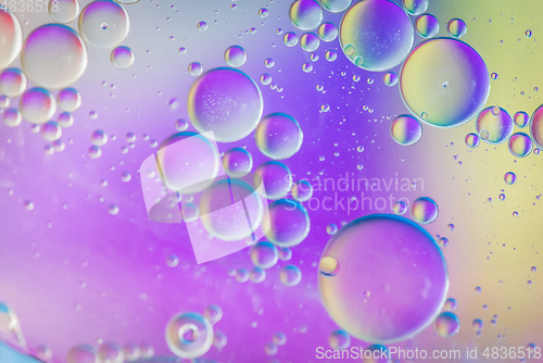 Image of Defocused multicolored abstract background picture made with oil, water and soap