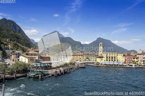 Image of Riva del Garda town in Trentino, by Lago di Garda lake, in Italy