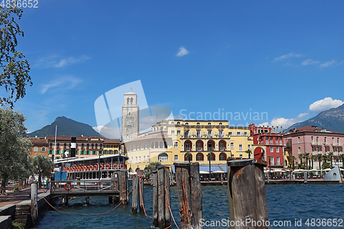 Image of Riva del Garda town in Trentino, by Lago di Garda lake, in Italy