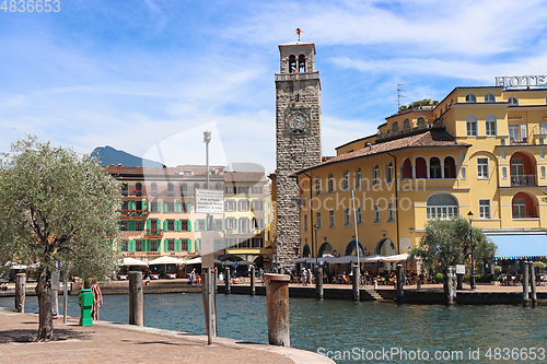 Image of Riva del Garda town in Trentino, by Lago di Garda lake, in Italy