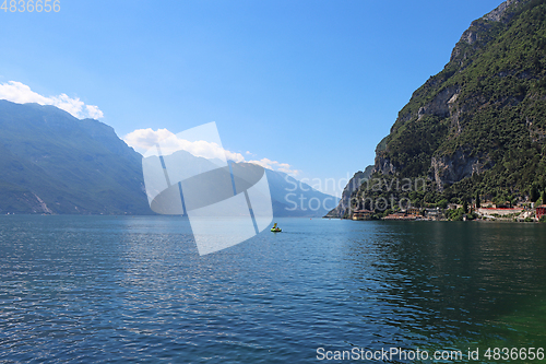 Image of Riva del Garda town in Trentino, by Lago di Garda lake, in Italy