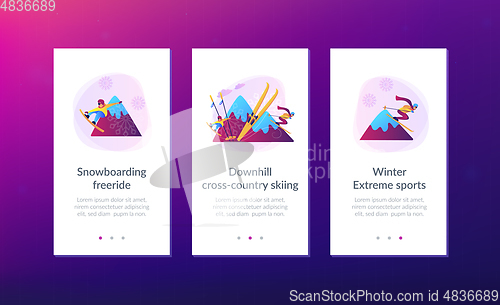 Image of Winter extreme sports app interface template.