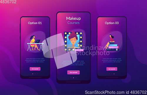 Image of Makeup courses app interface template.