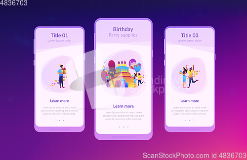 Image of Birthday party app interface template.