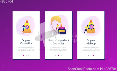 Image of Organic cosmetics app interface template.