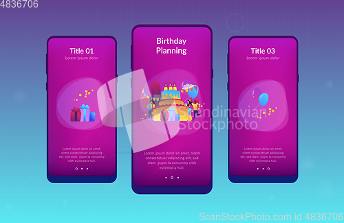 Image of Birthday party app interface template.