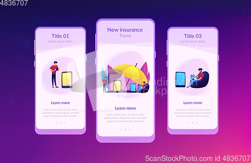 Image of Electronic device insurance app interface template.