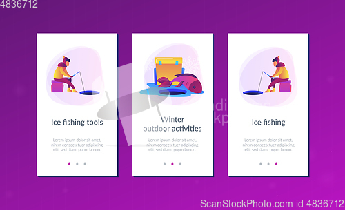 Image of Ice fishing app interface template.