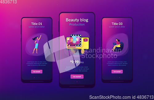 Image of Beauty blogger app interface template.