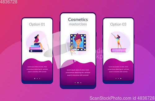 Image of Makeup courses app interface template.