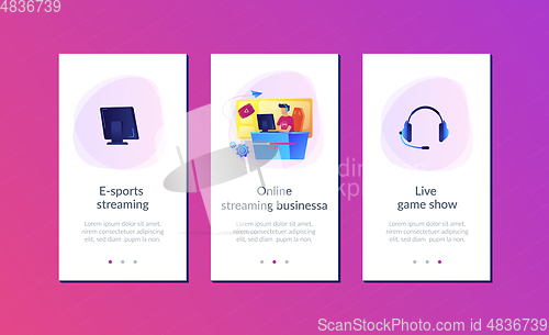 Image of E-sport fans app interface template.