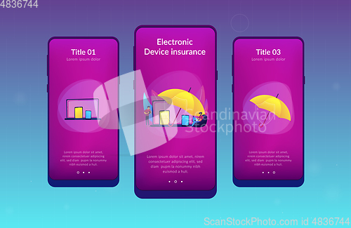 Image of Electronic device insurance app interface template.