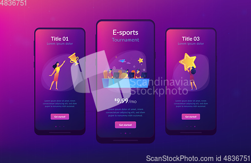 Image of E-sport tournament app interface template.