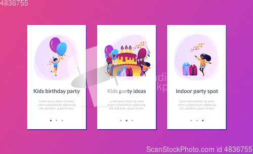 Image of Kids birthday app interface template.