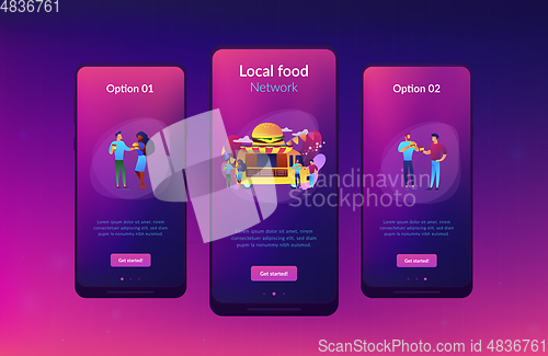 Image of Food festival app interface template.