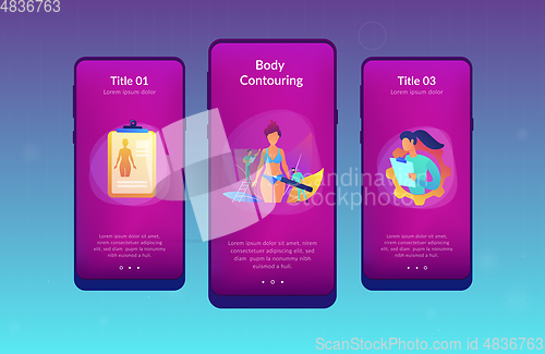 Image of Body contouring app interface template.