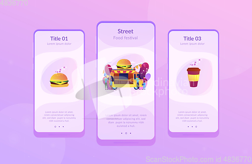 Image of Food festival app interface template.