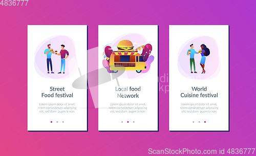 Image of Food festival app interface template.