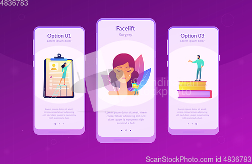 Image of Face lifting app interface template.