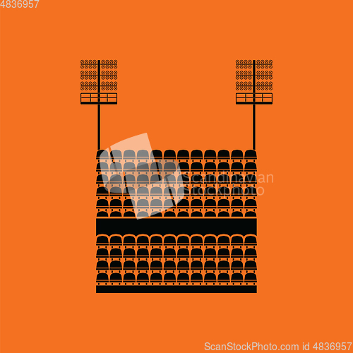 Image of Stadium tribune with seats and light mast icon