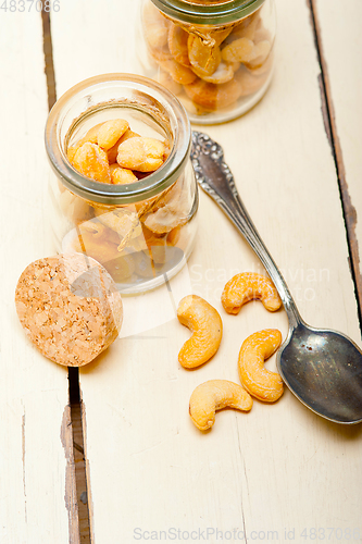 Image of cashew nuts on a glass jar