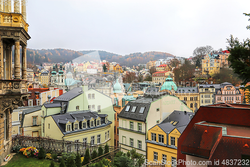 Image of Cityscape of Karlovy Vary in autumn time, Czech Republic