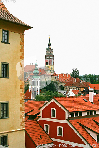 Image of Architecture of old bohemian little town Cesky Krumlov in Czech 