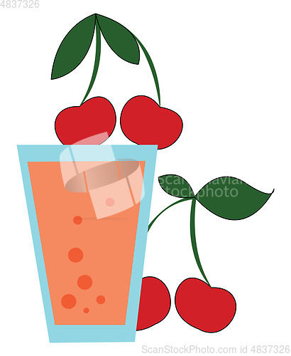 Image of Fresh cherry juice vector or color illustration