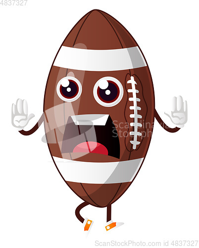 Image of Rugby ball is afraid and yell, illustration, vector on white bac